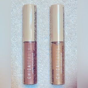CHICABEAUTY Mini Liquid Highlighter Duo in Rose/Champagne Glow 6mlx2 BRAND NEW